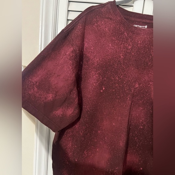 Carhartt Loose Fit Heavyweight Pocket Burgundy Bleached Sz 2XL Color: Port - Picture 2 of 10
